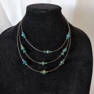 Layered Silver And Teal Necklace